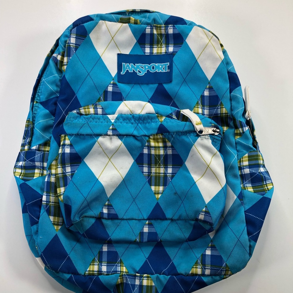 Jansport Plaid Blue Green School Backpack